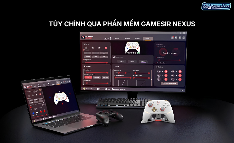 Phần mềm Nexus cho phép chỉnh dead zone của cần, đổi mức polling rate và gán con quay gyro vào cần, nút hoặc chuột