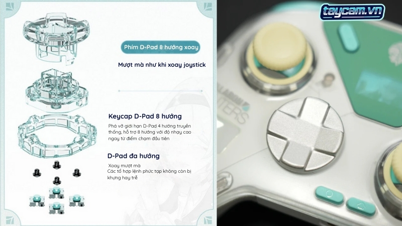 D-pad hybrid 8 hướng kim loại trên tay cầm Honkai Star Rail Flydigi Apex 4 Firefly