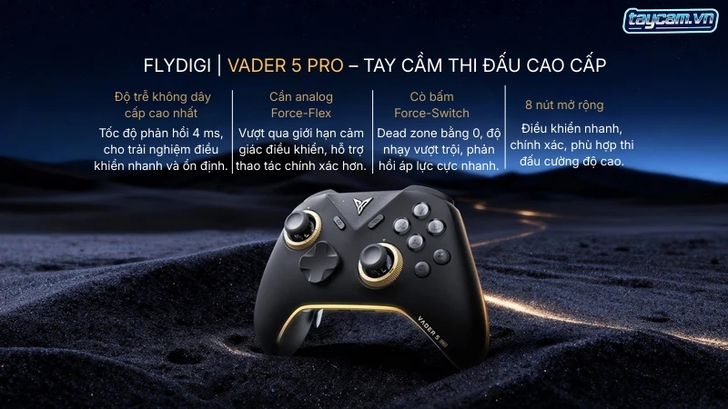 tay cam choi game flydigi vader 5 pro thiet ke cao cap chinh hang