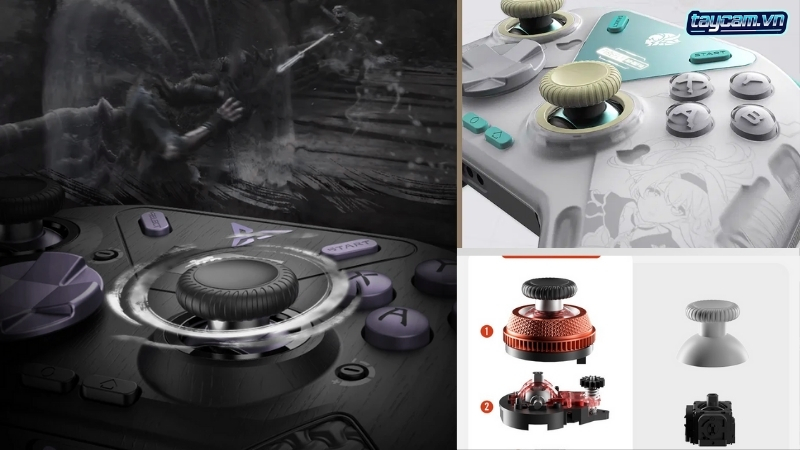Joystick Hall Effect trên tay cầm Flydigi giúp chống trôi analog và tăng độ chính xác