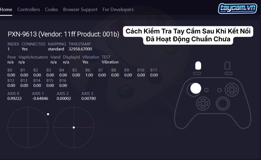 cach kiem tra tay cam sau khi ket noi