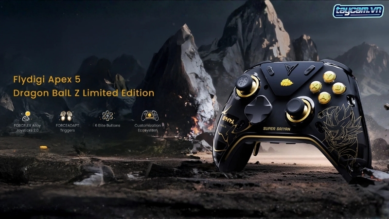 Flydigi Apex 5 Dragon Ball Z Super Saiyan là mẫu tay cầm cao cấp nổi bật với thiết kế collab Dragon Ball Z và nhiều công nghệ gaming hiện đại.